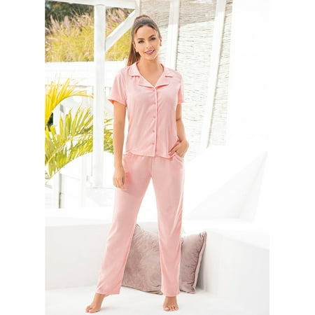 

D lunaas Women s Button Front Notch Collar Pajama Set