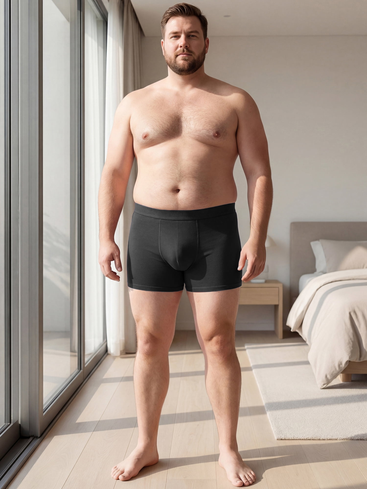DARING DIVA Men's Big Tall Stretch Waistband Mid-Waisted Underwear 4XL Black