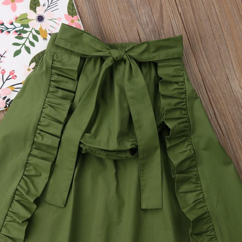 Toddler Kid Baby Girls Sleeveless Floral Vest T-Shirt Tank Top Shorts Skirt with Bowknot Summer Outift 1-5Y