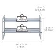 thumbnail image 3 of Mainstays Two-Tier Stackable Shoe Rack, Mesh Silver Shelves with Brown Wood Frame, Stackable, 3 of 9