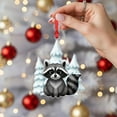 thumbnail image 2 of ViciArt Raccoon Christmas Ornament – Cute Wildlife Holiday Tree Hanging Decoration with Snowy Pines, 2 of 4