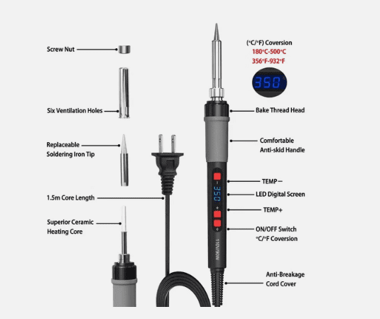 90W Digital Electric Soldering Iron Kit – Adjustable Temperature Solder Gun Welding Tool for Electronics Repair & DIY