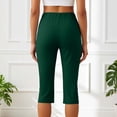 thumbnail image 5 of NinXxx Women's Elastic Waist Pure Color Blend Cropped Trousers Everyday Dark Green S, 5 of 7