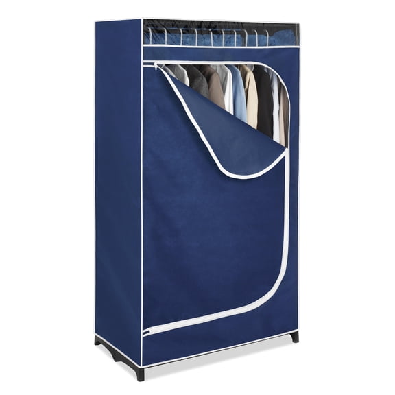 Whitmor 36-inch Clothes Closet - Freestanding Garment Organizer with Sturdy Blue Fabric Cover, Adult
