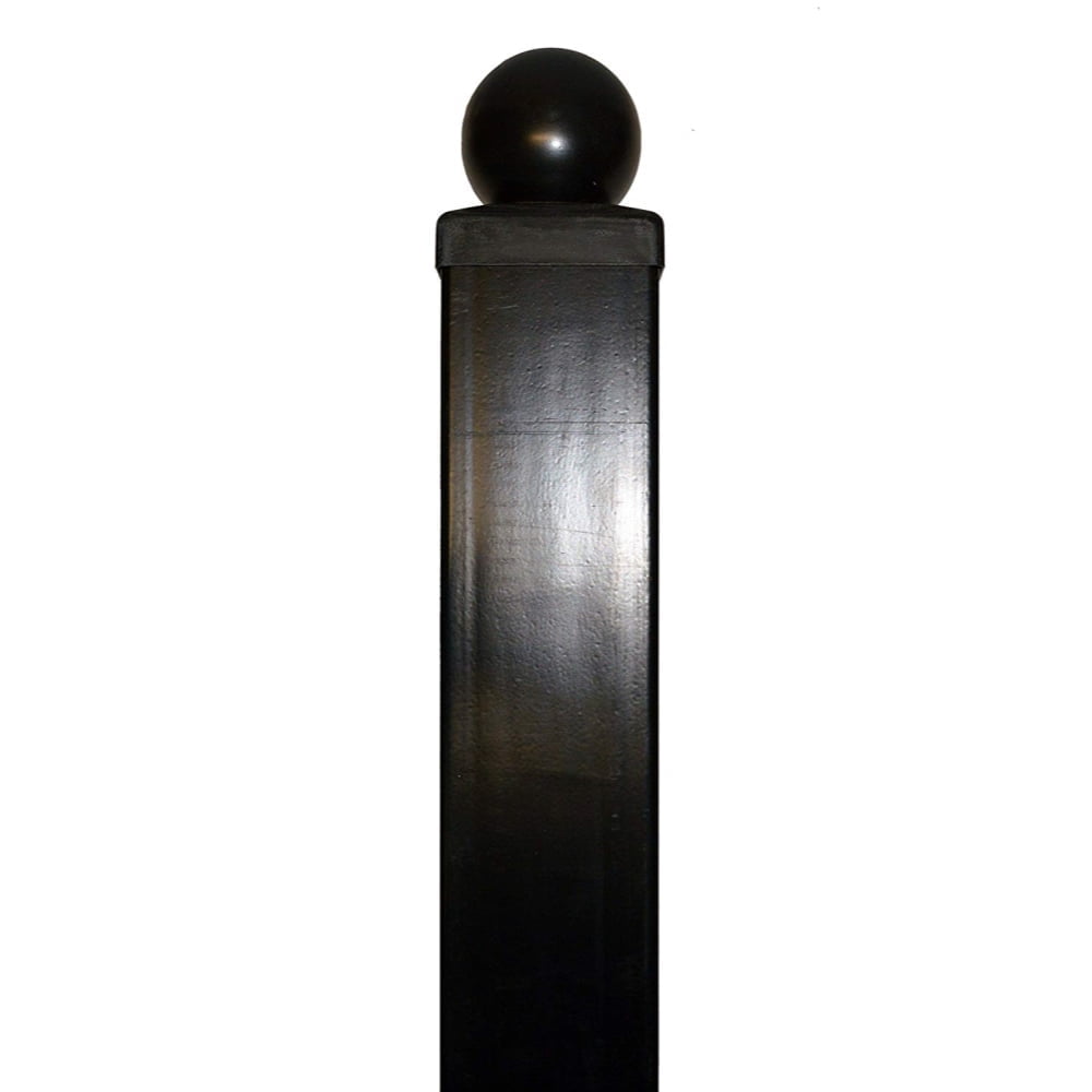 ALEKO Black Steel Gate Post 9 feet for Dual Swing Driveway Gates