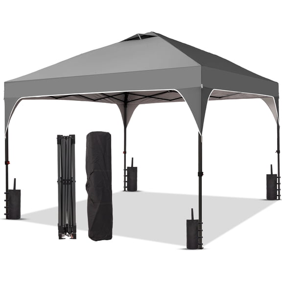 Ainfox 10'x10'Pop Up Canopy Tent Windproof UV Shelter for Outdoor Events Parties Camping,Black