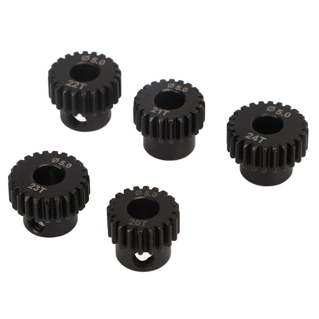 48DP Pinion Gear Set, Center Aperture 5.0mm 5 Tooth Size Black RC Motor Pinion Gear For RC Car Motor