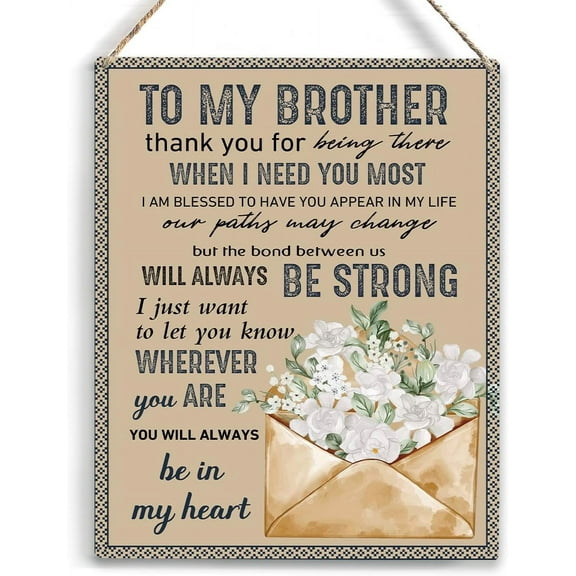 Gifts for Brother Wherever You Are Wooden Hanging Sign Brother Gifts from Sister Birthday Christmas Gifts for Brother Adult Big Brother Gifts for Anniversary Wall Decor 8x10 Inch