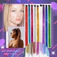 thumbnail image 1 of Ganfancp 9Pcs Color de Pelo Hair Kit Flash Pelo Brillante Rizado de Seda Horquilla Sparkly Hair Ofertas Del Día Liquidación 9X Extensiones de Cabello, 1 of 7