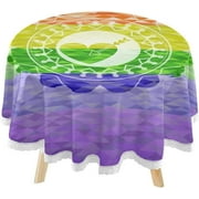 SKYSONIC Rainbow LGBT Flag Round Tablecloth 60inch Indoor Wrinkle Free, Valentine's Day Circular Lace Table Cover Washable for Kitchen Dining Decor