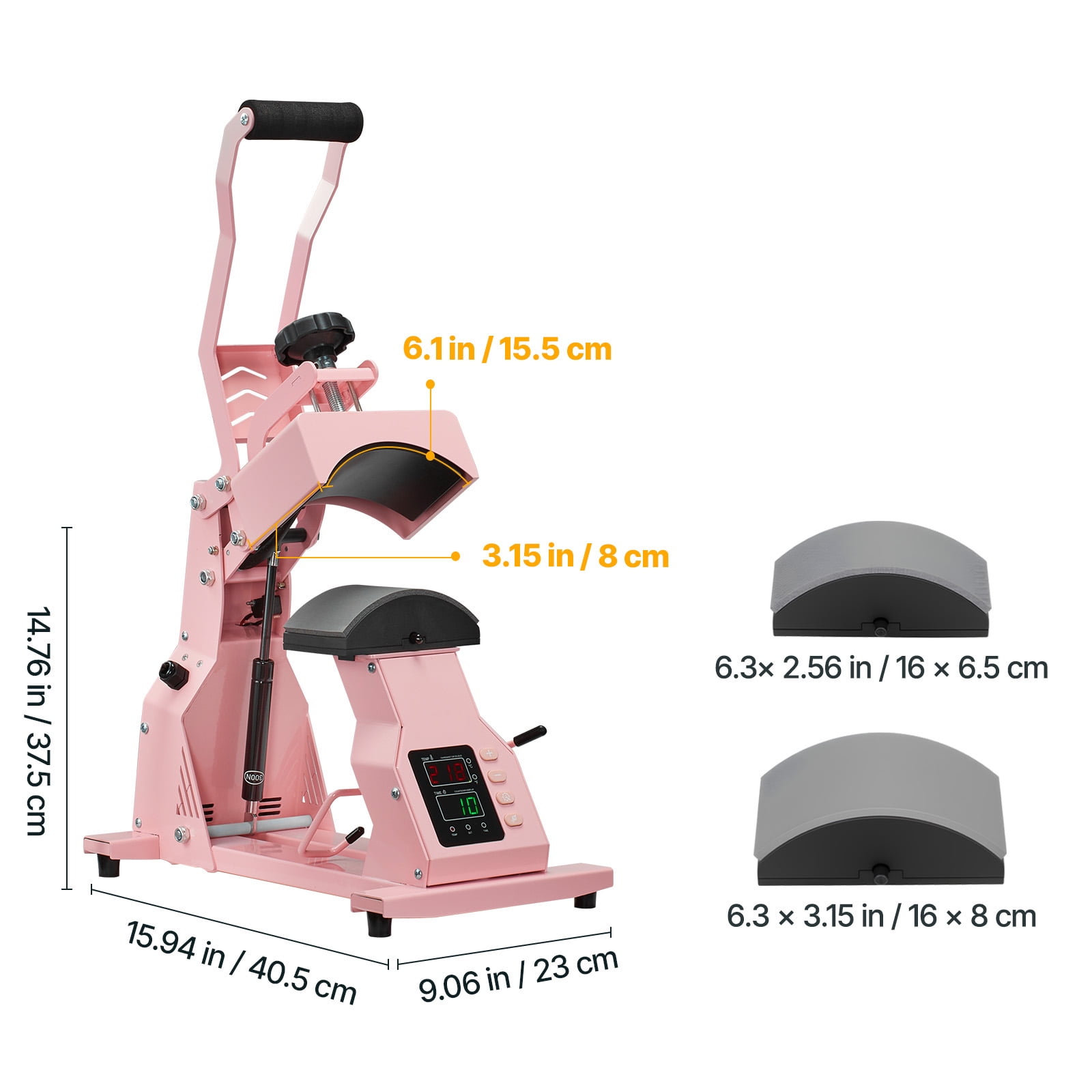 KFFKFF Hat Heat Press Machine with Interchangeable Platens, Accurate Temperature and Time Settings, Ideal for HTV Transfers and Sublimation on Caps, Headbands, Cuffs, Face Masks, Pink