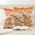 thumbnail image 3 of Fall Orange Pumpkins Outdoor Waterproof Pillow Covers, Thanksgiving Cute Cow Rustic Maple Leaves Decorative Square Throw Pillowcase Sofa Cushion Sham for Patio/Couch/Chair, 26"x26" 2 Pack, 3 of 8