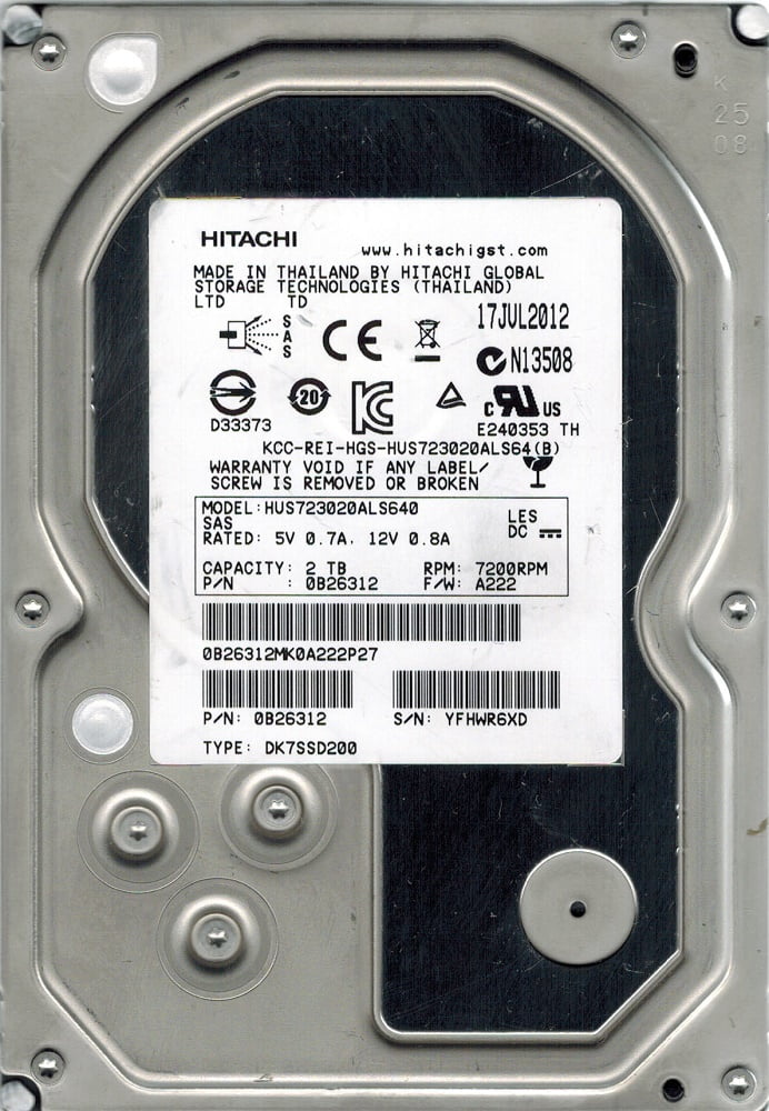 HDS721050CLA662, PN 0F15636, MLC JPT50E, Hitachi 500GB SATA