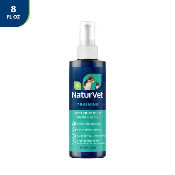 NaturVet Bitter Yuck No Chew Training Spray for Dogs and Cats, 8 fl oz