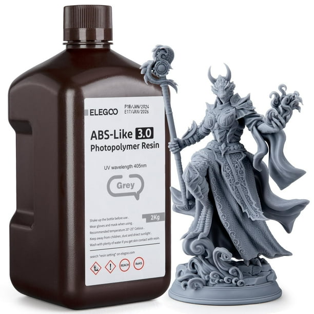 Impresora 3D de resina ELEGOO tipo ABS 3.0 405 nm, curado por UV, 2 kg, gris