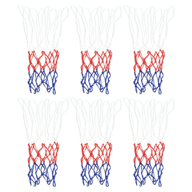 Uxcell 8 Loops PP Mini Basketball Hoop Net Replacement Rim Nets, White Red Blue 6 Pack