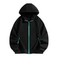 thumbnail image 3 of LpwkSSA Fashionable Sports Hooded Sweatshirt Loose Fit Zipper Pocket Drawstring Soft Breathable Long Sleeve Casual Comfortable Outdoor Wear Black L, 3 of 7