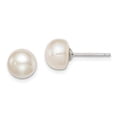 thumbnail image 3 of 925 Sterling Silver 8-9mm White FW Cultured Button Pearl Stud Earrings, 3 of 5