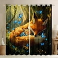 thumbnail image 1 of Cartoon Fox Windows Drapes Block 30%-50% Light,Cute Girl Butterfly Animal Home Decor Curtains for Living Room,Natural Landscape Window Drapes 38Wx54L Inches Set of 2 Panels, 1 of 6