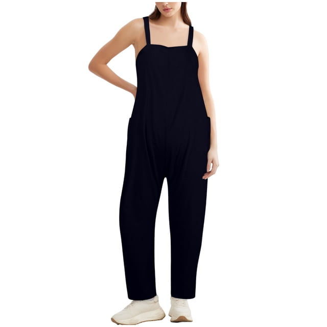HBFAGFB Jumpsuit Womens Fashion Casual Suspender Overalls Loose Trousers Light Rompers Blue Size XXL