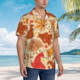 thumbnail image 2 of KLL Men's Hawaiian Shirt Short Sleeve Button Down Beach Shirts-Autumn Animal Maple Leaves, 2 of 5
