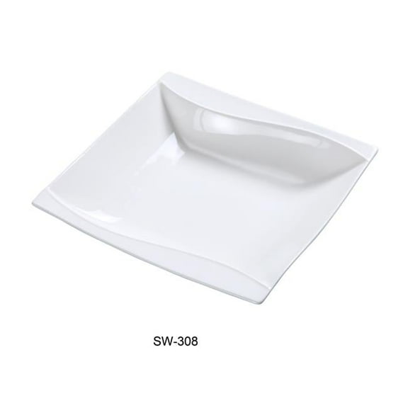 8 in. Porcelain Square Soup Plate, Bone White - 15 oz - Pack of 24