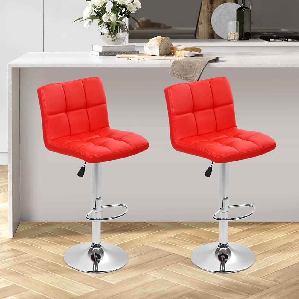 Dkelincs Modern PU Leather Swivel Bar Stools Set of 2 Counter Height