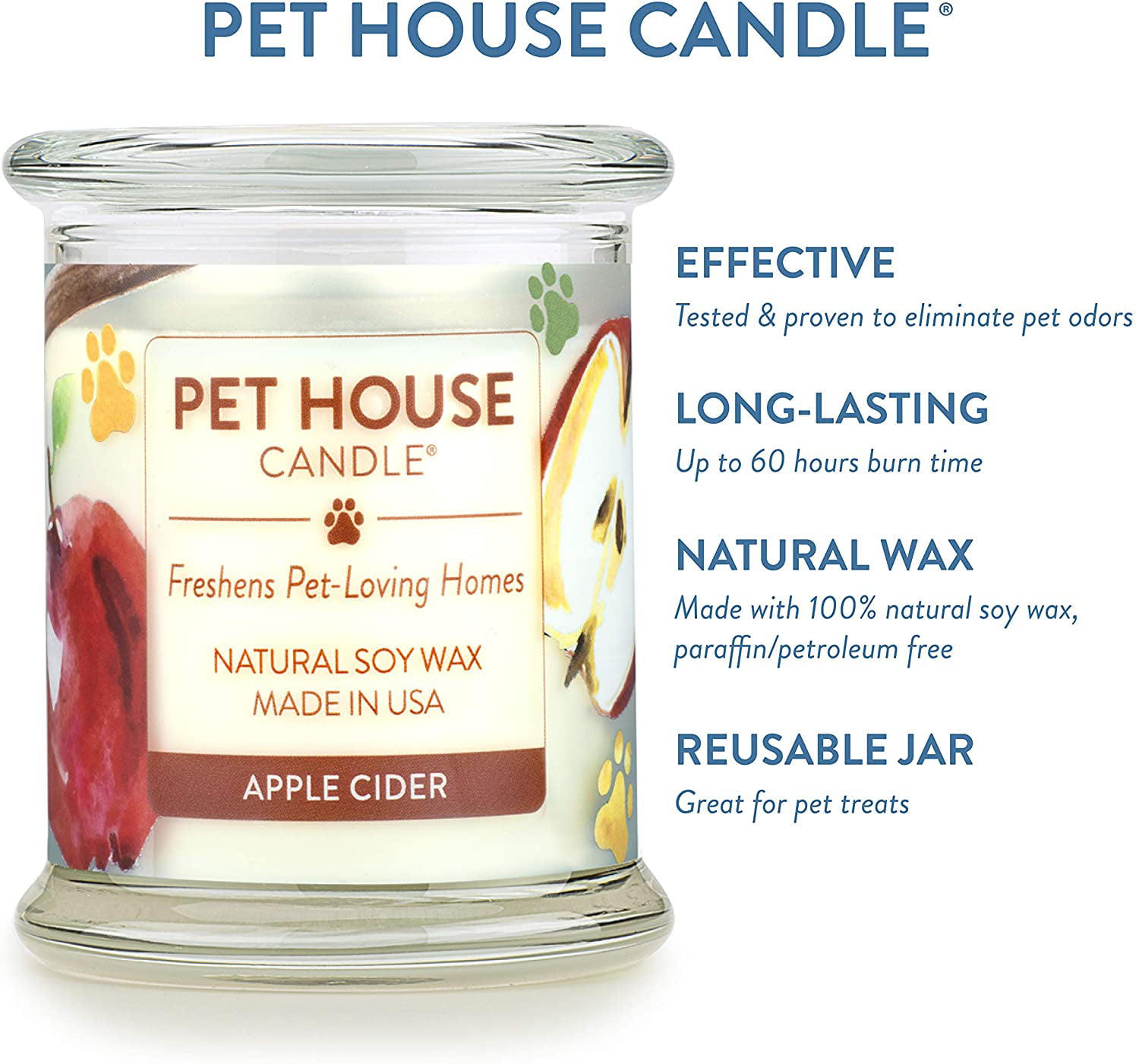 Non-Toxic Candy Cane One Fur All Up to 60 Hrs Hrs Burn Time Pet House Candle Pet Odor Eliminator 100% Natural Soy Wax Candle Reusable Glass Jar Scented Candles 20 Fragrances