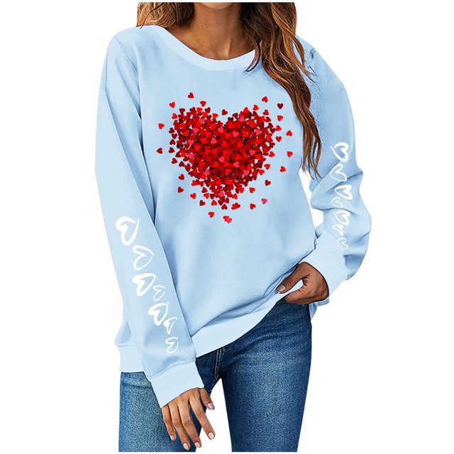 ameIAEA Valentines Day Sweatshirt Women Crewneck Graphic Pullover Long Sleeve Fall Spring Tops