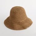 thumbnail image 4 of ZHENHONG Sun Hats for Women Summer Seaside Basin Sun Hat Outdoor Loose Straw Bucket Hat Casual SolidHeadwear Khaki, 4 of 7