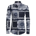 thumbnail image 3 of Camisas Para Hombre Manga Larga Negra Camisas estampadas informales de manga larga para otoño e invierno para hombre, blusas superiores a la (Navy, M), 3 of 4