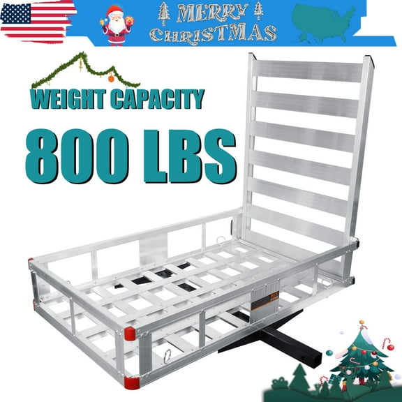 Hitch Cargo Ramp Carrier, Silver Durable Alloy Frame, 360° Tie-Down Points, Tow Hitch Ramp, Aluminum Scooter Carrier, Off-Road Equipment, Tailgate Gear