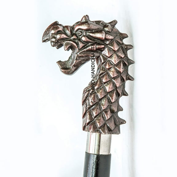 Decorative Victorian Canes and Walking Sticks for Men & Women - 36" Black Ebony Brass Handle Unisex Derby Foldable Cane | Hind Handicrafts (36 inch, Antique Dragon 1)