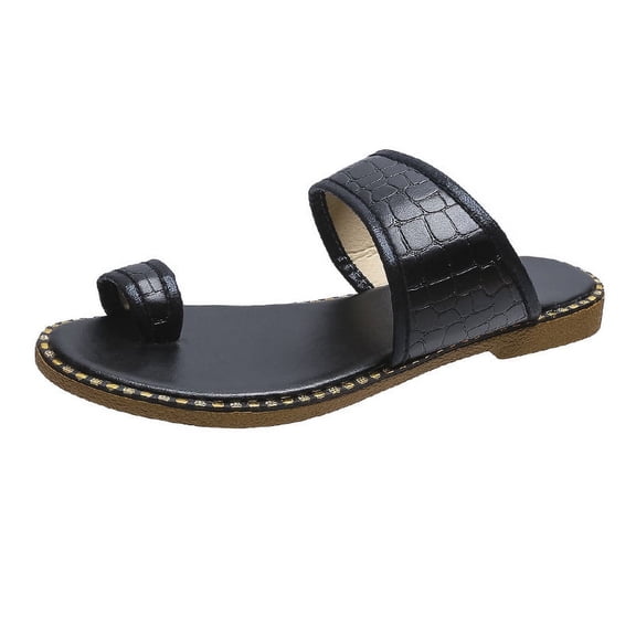 Sequin Sandals for Women Flats Casual Summer Toe Ring Open Toe Slip On Slipper Solid Color Lightweight Comfortable Slides Outdoor Beach Shoes Flip Flops
