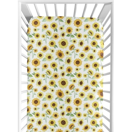 UPC: 0846480085331 | Sunflower Jersey Knit Fitted Crib Sheet by Sweet Jojo Designs