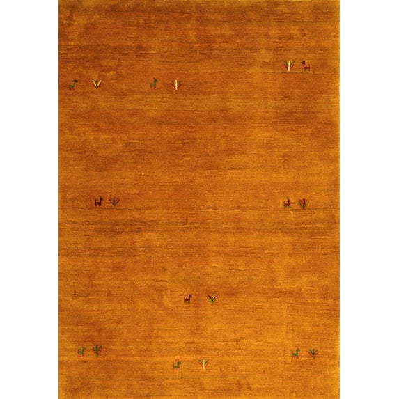 Ahgly Company Indoor Rectangle Abstract Yellow Contemporary Area Rugs, 8' x 12'