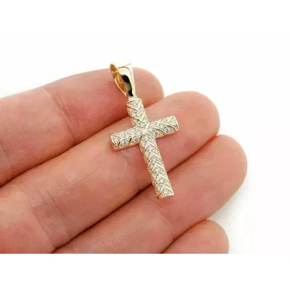 2.00CT Round Cut Simulated Diamond Men's Cross Pendant 14K Yellow Gold Plated 925 Sterling Silver For Him