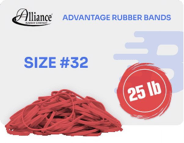 Alliance Advantage Rubber Bands, Size #32 (3" x 1/8"), 25 lb. Case (Contains 25-1 lb. Bags), Red (96324CS)