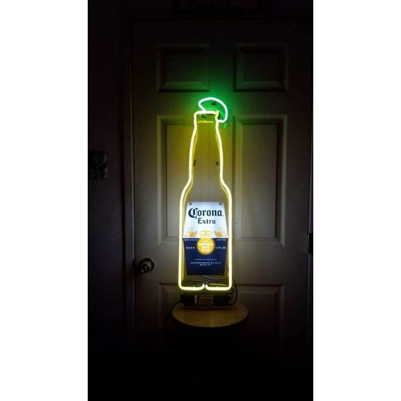 Queen Sense 14" Coronas Extra Bottle Acrylic Neon Sign Man Cave Handmade Neon Light 114CEBA