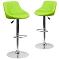 thumbnail image 2 of Flash Furniture 2 Pk. Contemporary Green Vinyl Bucket Seat Adjustable Height Barstool with Diamond Pattern Back and Chrome Base, 2 of 14