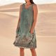 thumbnail image 3 of WILLBEST Vestidos De Verano Vestido De Lino Para Mujer Vestido De Playa Informal Hasta La Rodilla Vestido Sin Mangas Vestido Casual Estampado De Verano Con Bolsillos, 3 of 3