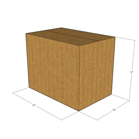 15x10x12 Kraft Brown Corrugated Shipping Boxes, 32 ECT Single-Wall, Qty 25