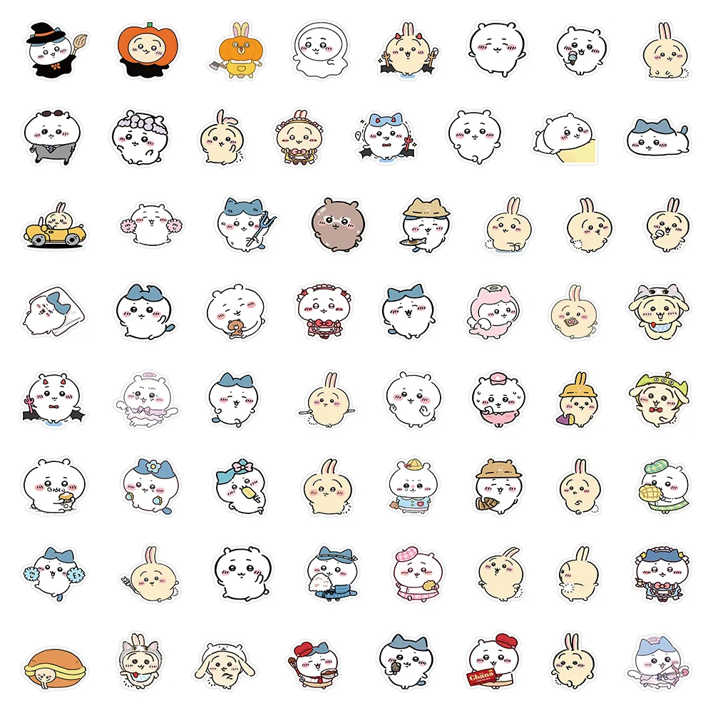 60pcs Cute Jiikawa Decorative Desk Laptop Water Cup Stationery Box Sticker Laptop Waterproof Sport DIY Car Stickers Kids Toys