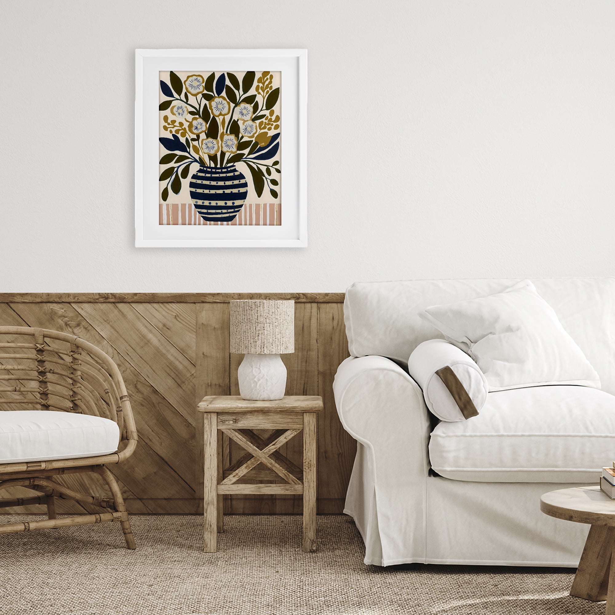 Stupell Industries Wild Bloom Boho Arrangement White Framed Print Under Glass, design by Creative Studio