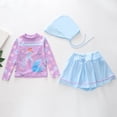 thumbnail image 2 of ZXLBBD Girl Swimsuits 3 Piece Cartoon Print Sporty Long Sleeve Rash Guard Swim Skirts Sun Hat with Drawstring Toddler Kids Casual Beah Swimming, 2 of 4