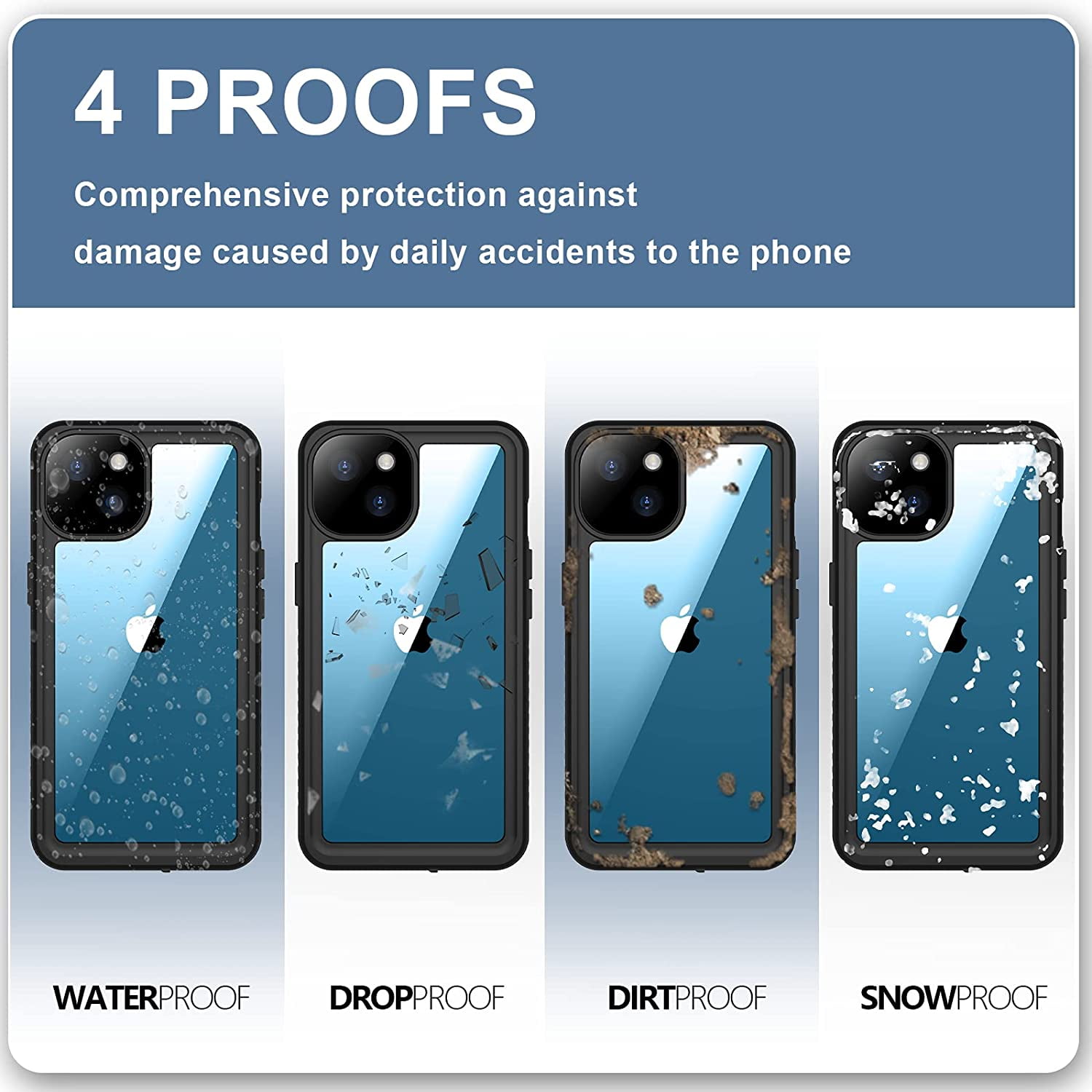 Transy Waterproof iPhone 12 Pro Max 6.7 Black Rugged Bumper Case - IP68  Full Body Protection & Built-in Screen Protector