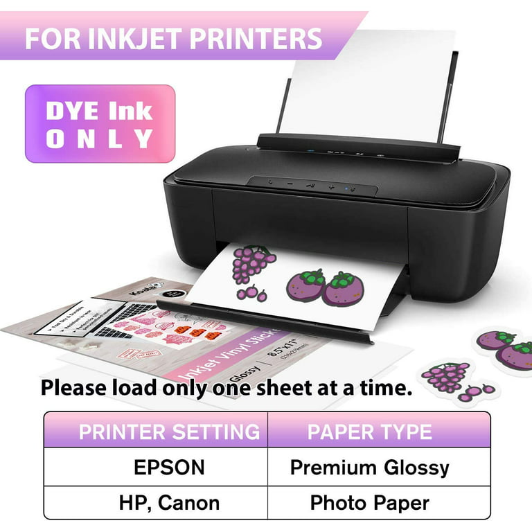 Koala Printable Vinyl Sticker Paper for Inkjet Printer - 20 Sheets