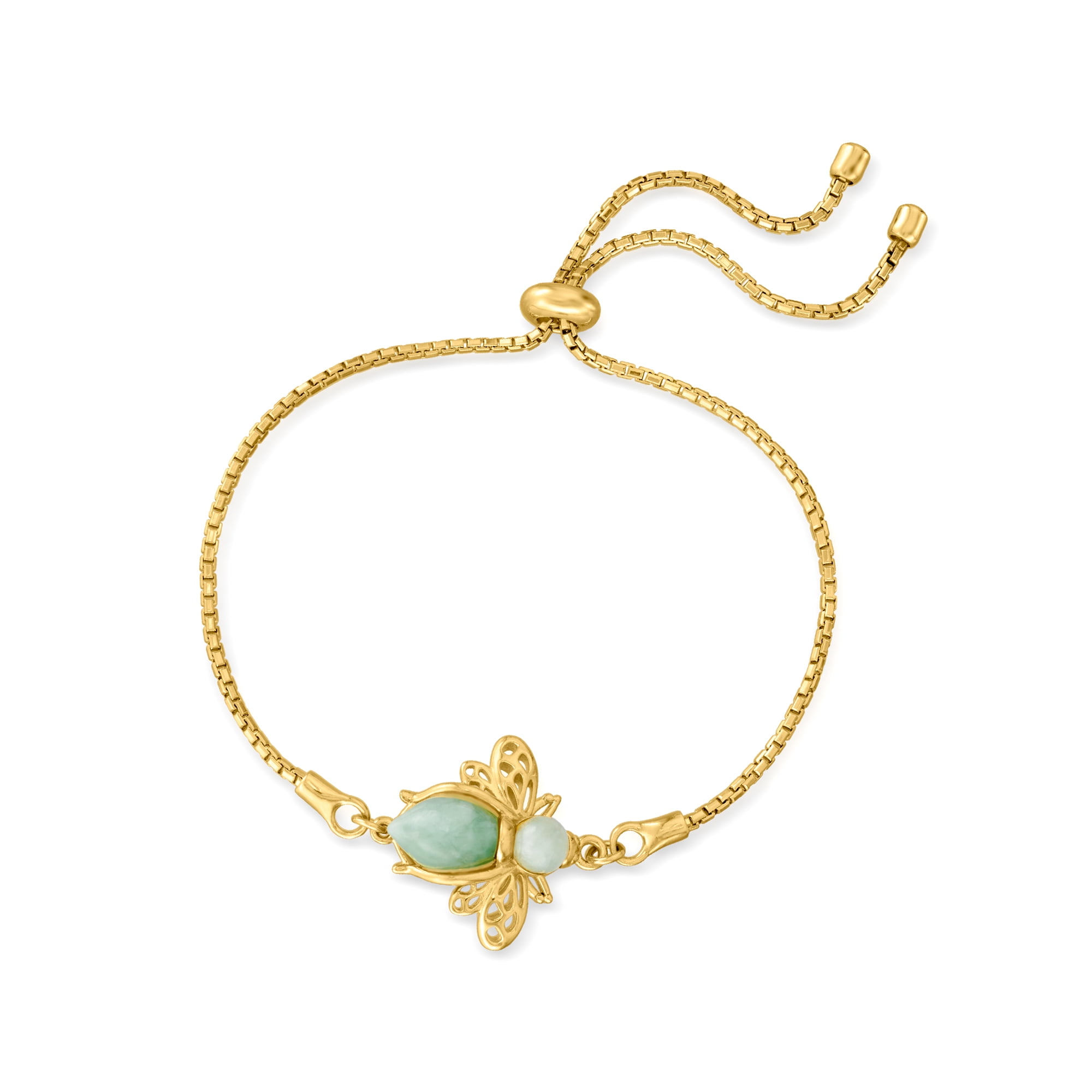 Ross-Simons Jade Bumblebee Bolo Bracelet in 18kt Gold Over Sterling, Women's, Adult