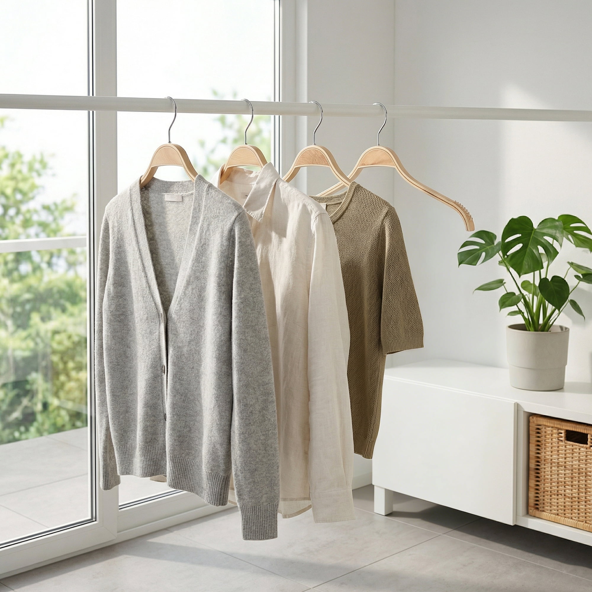 Unique Bargains 2 Pcs Wood Non-Slip Great Hangers with Clips for Closet Natural 16.5inch