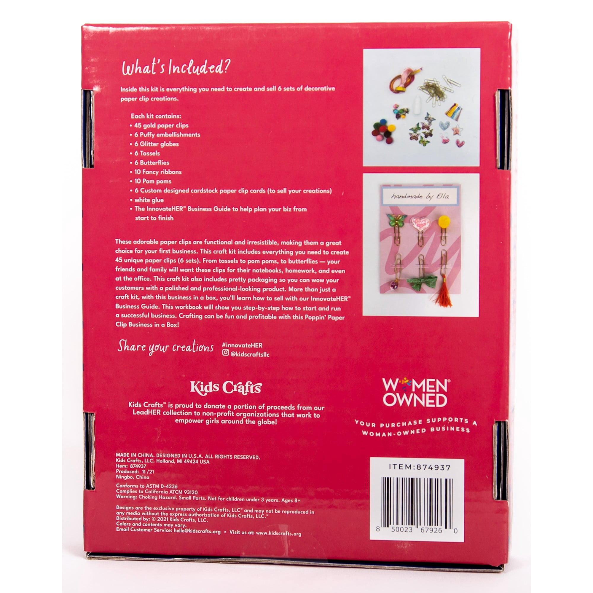 DIY Make & Sell Poppin' Paper Clip Box Craft Kit Business - Entrepreneur Starter Kit, Kids Girls Tweens, Ages 7+